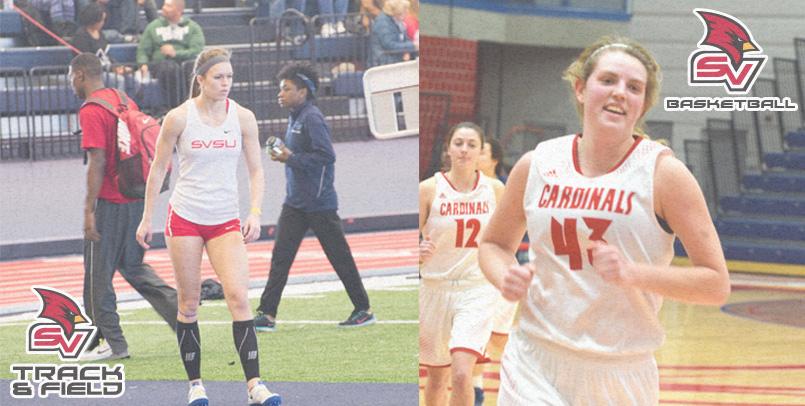 SVSU All-Americans Anna Fochesato and Emily Wendling each earned a GLIAC Winter Commissioner's Award...