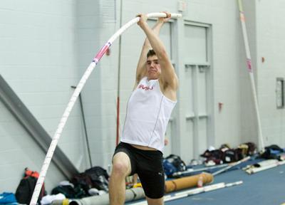 Tyler Grob won the pole vault at the SVSU Indoor Holiday Classic