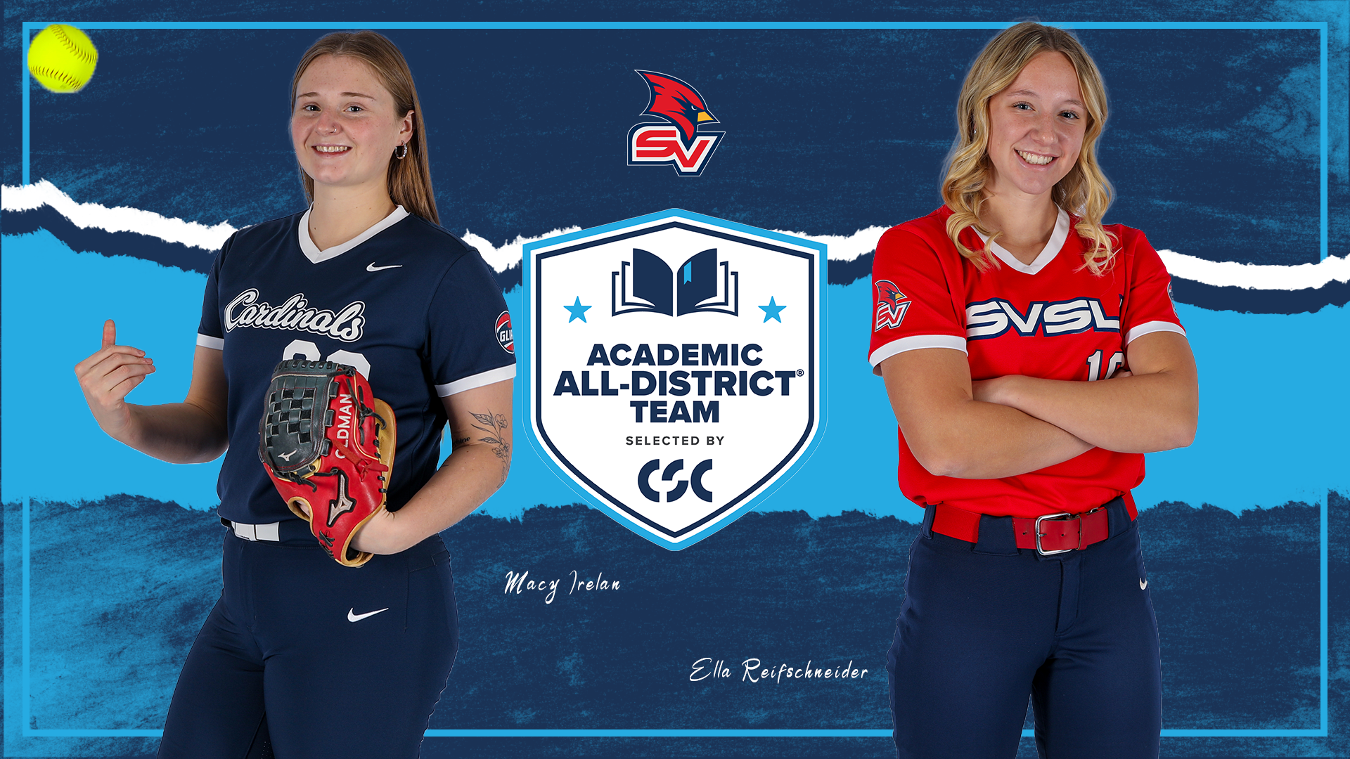 Cardinal Softball Adds Two Players to CSC Academic All-District&reg; List