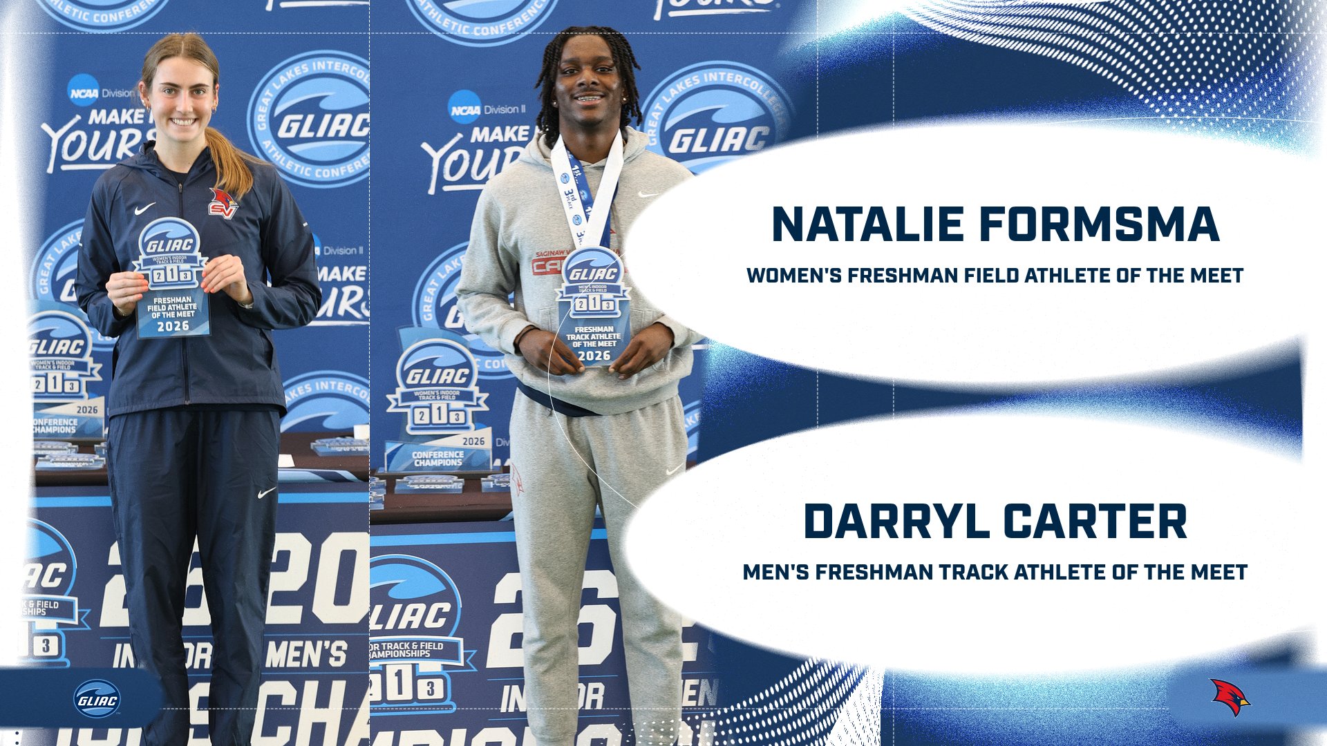Cardinals Claim Two Individual Awards and Grab Four League Titles on Final Day of GLIAC Indoor Championships