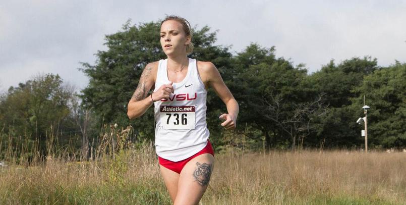 Taylor Stepanski finished 3rd overall for the Lady Cardinals at the GLIAC Championships...(Photo courtesy of David Jensen)